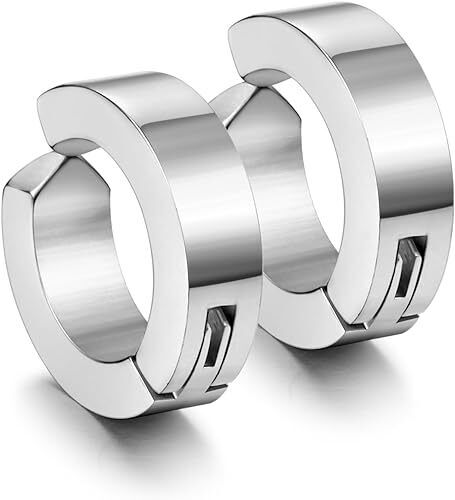 316L Surgical Steel Clip On Men Women Hypoallergenic Non-piercing Hoop Earrings